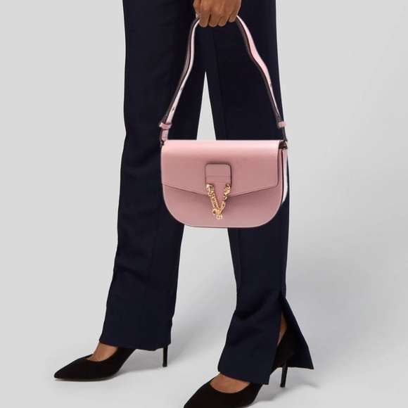 Pink Versace Convertible Crossbody Shoulder bag satchel saddle bag pink purse - Picture 5 of 16
